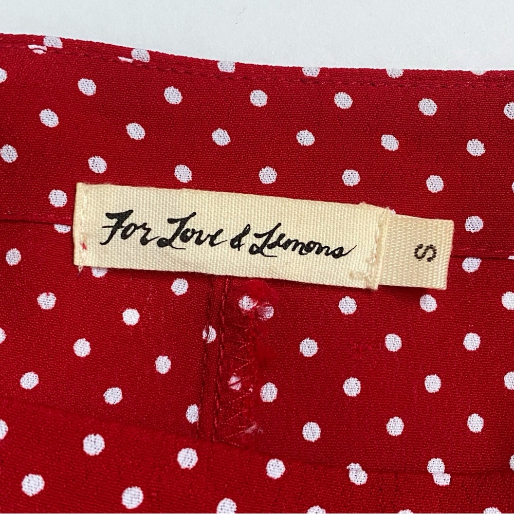 FOR LOVE AND LEMONS SPARKLER RED WHITE POLKADOT SIDE WRAP RUFFLE SKORT - Picture 7 of 10